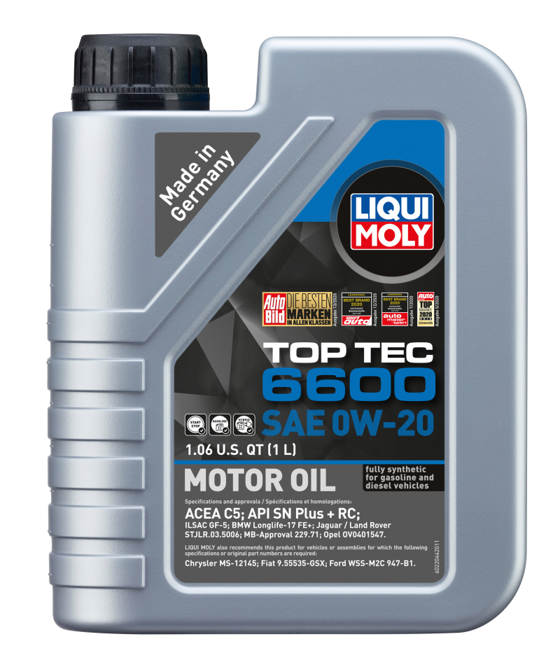 LIQUI MOLY 1L Top Tec 6600 Motor Oil SAE 0W20 - Blais Performance Parts