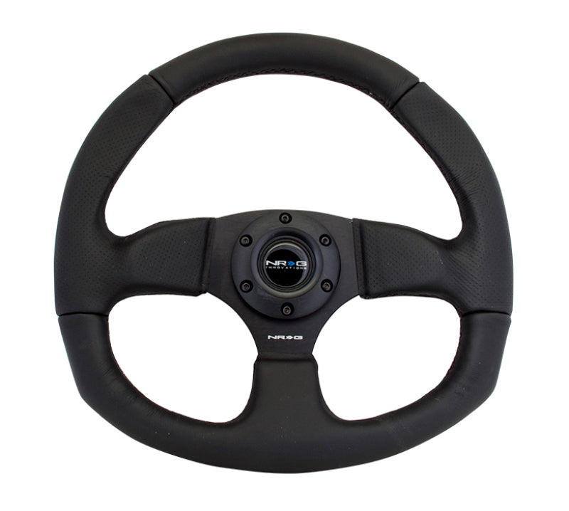 NRG Reinforced Steering Wheel (320mm Horizontal / 330mm Vertical) Leather w/Black Stitching - Blais Performance Parts