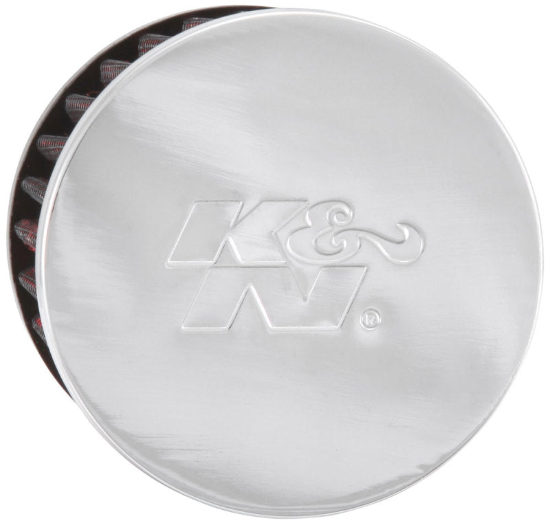 K&N 1.75in Flange ID x 3in OD x 2.5in H Chrome Finish Rubber Base Crankcase Vent Filter - Blais Performance Parts