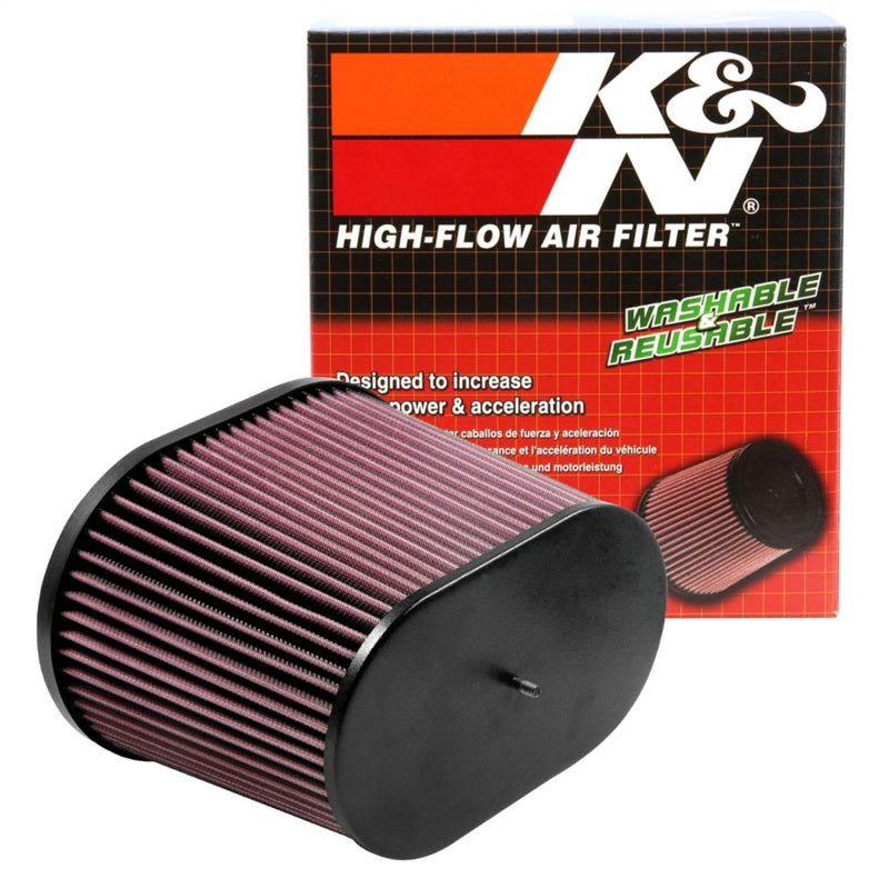 K&N Universal Air Filter - Oval Straight - 3.688in Flange ID x 10.25in Base O/S Length x 7.875in H - Blais Performance Parts