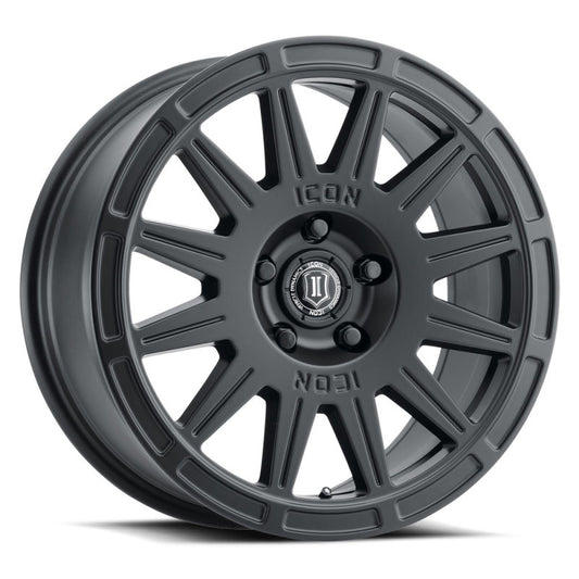 ICON Ricochet 17x8 5x4.5 38mm Offset 6in BS Satin Black Wheel - Blais Performance Parts