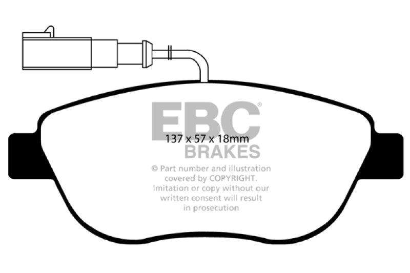 EBC 12+ Fiat 500 1.4 Turbo Abarth Yellowstuff Front Brake Pads - Blais Performance Parts