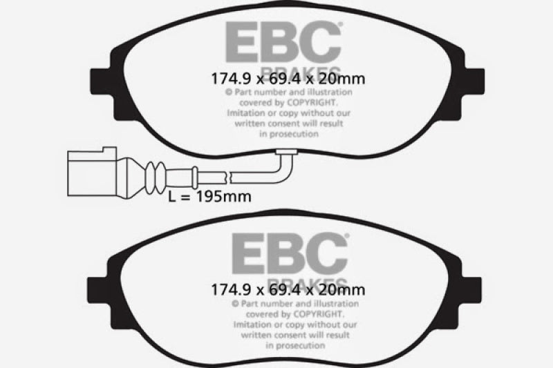 EBC 12+ Volkswagen CC 3.6 Ultimax2 Front Brake Pads - Blais Performance Parts