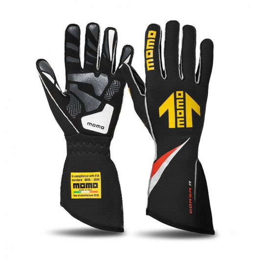 Momo Corsa R Gloves Size 12 (FIA 8856-2000)-Black - Blais Performance Parts