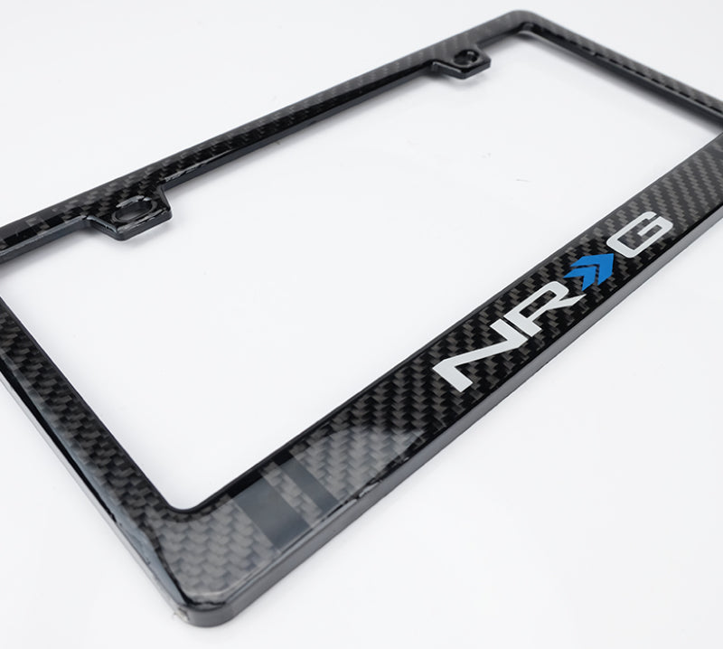 NRG Carbon License Plate Frame/ Fiber Poly Dip Finish Wet w/ NRG Logo - Blais Performance Parts