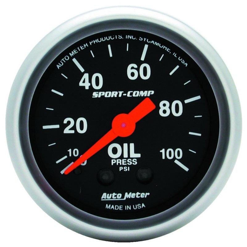 Autometer Sport Comp 52mm Mechanical 0-100 PSI Oil Pressure Gauge - Blais Performance Parts