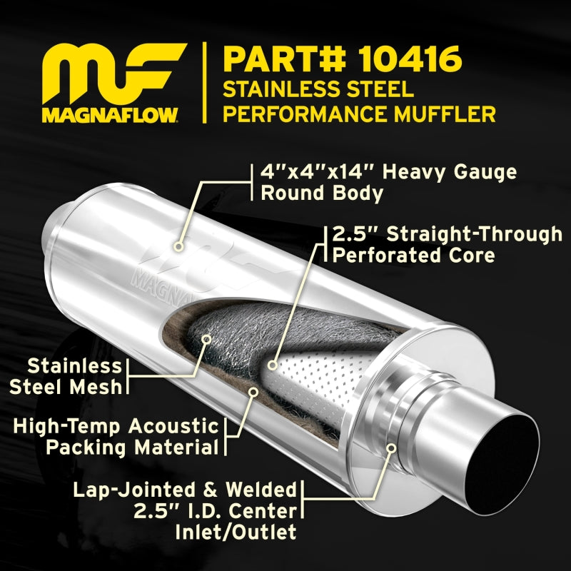 MagnaFlow Muffler Mag SS 14X4X4 2.5X2.5 - Blais Performance Parts