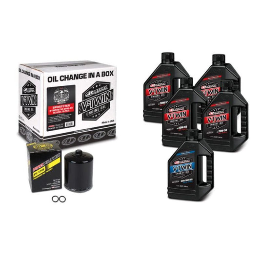 Maxima V-Twin Oil Change Kit Synthetic w/ Black Filter Sportster - Blais Performance Parts