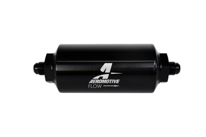 Aeromotive In-Line Filter - (AN-6 Male) 10 Micron Microglass Element Bright Dip Black Finish - Blais Performance Parts