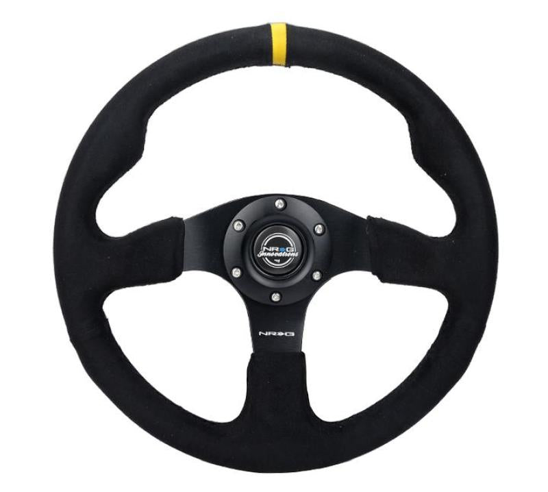 NRG Reinforced Steering Wheel (320mm) Alcantara Steering Wheel w/ Black Stitching - Blais Performance Parts