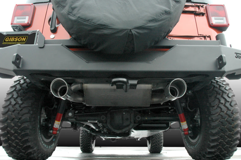 Gibson 12-17 Jeep Wrangler JK Rubicon 3.6L 2.5in Cat-Back Dual Split Exhaust - Aluminized - Blais Performance Parts