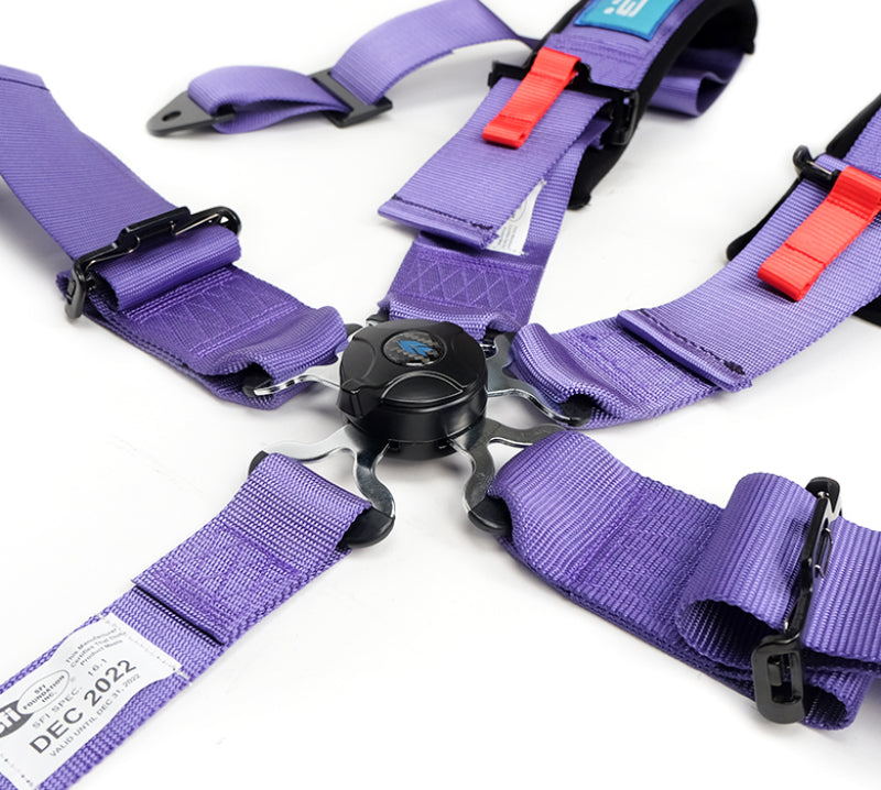 NRG SFI 16.1 5Pt 3 Inch Seat Belt Harness with Pads / Cam Lock - Purple - Blais Performance Parts