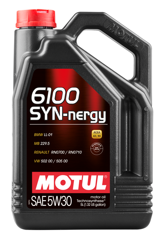 Motul 5L Technosynthese Engine Oil 6100 SYN-NERGY 5W30 - VW 502 00 505 00 - MB 229.5 - Blais Performance Parts