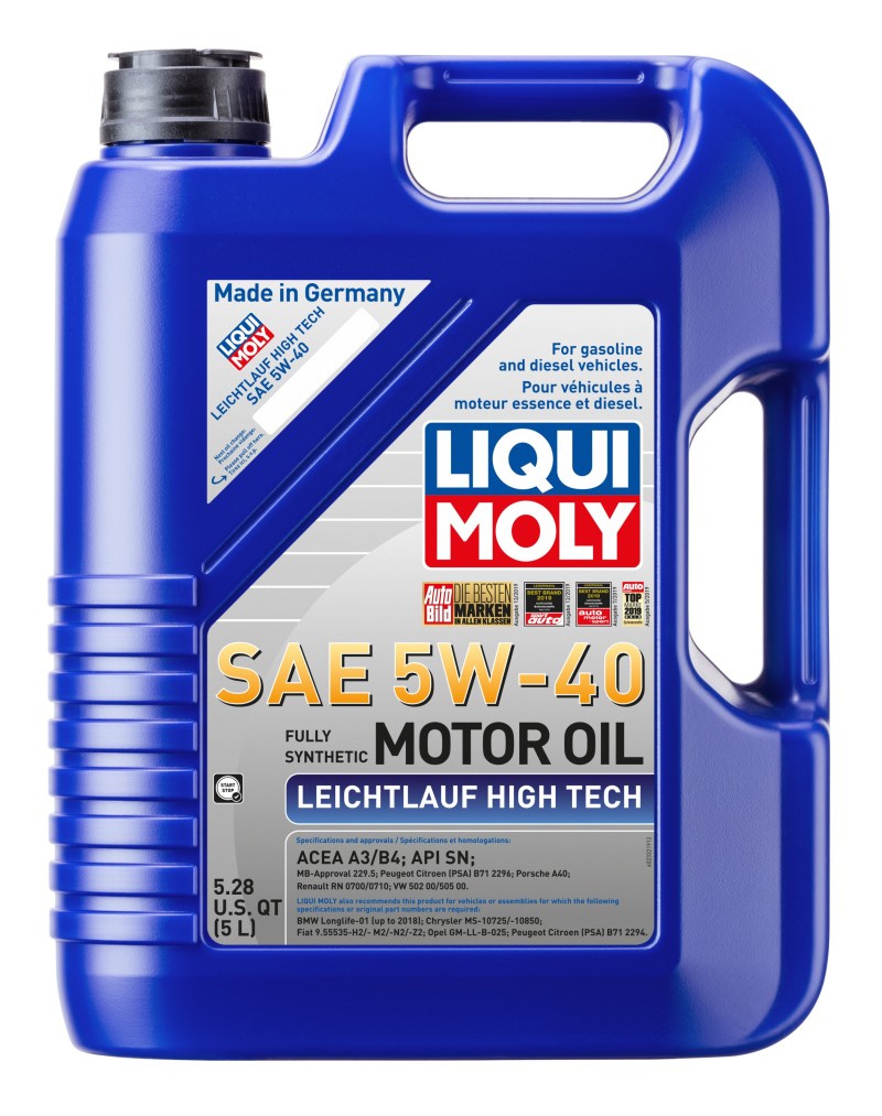 LIQUI MOLY 5L Leichtlauf (Low Friction) High Tech Motor Oil SAE 5W40 - Blais Performance Parts