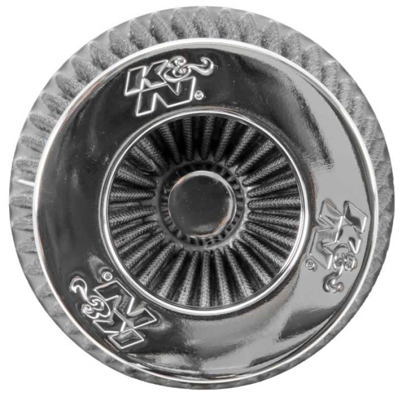 K&N Universal Filter Chrome Round Tapered White - 4in Flange ID x 1.125in Flange Length x 5.5in H - Blais Performance Parts