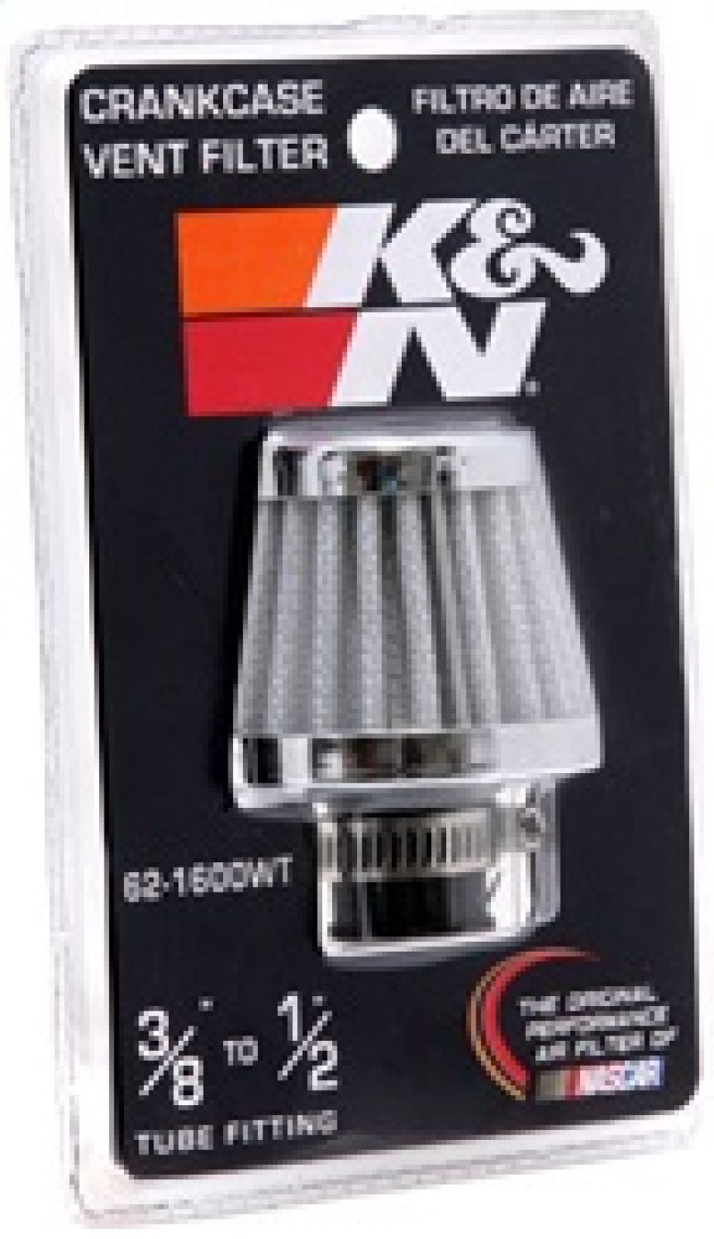 K&N 2in Base OD x .375in Flange ID x 1.75in H Rubber Base Crankcase Vent Filter - White - Blais Performance Parts