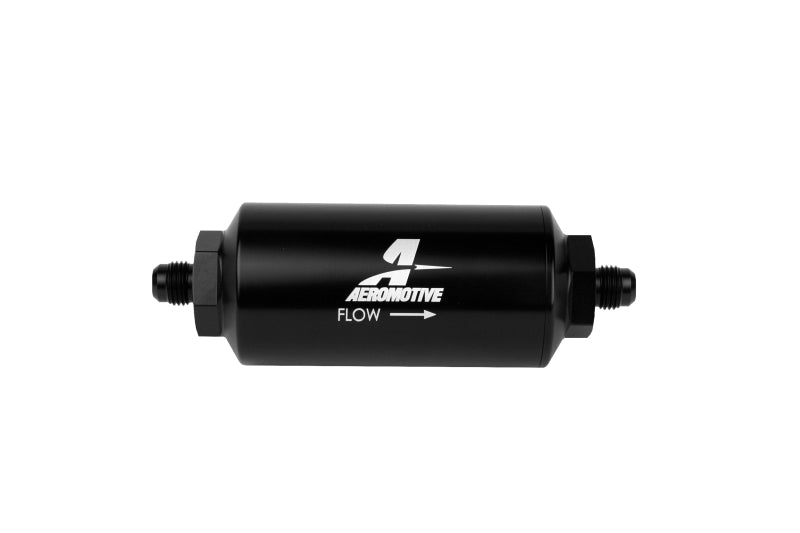 Aeromotive In-Line Filter - (AN-6 Male) 10 Micron Microglass Element Bright Dip Black Finish - Blais Performance Parts