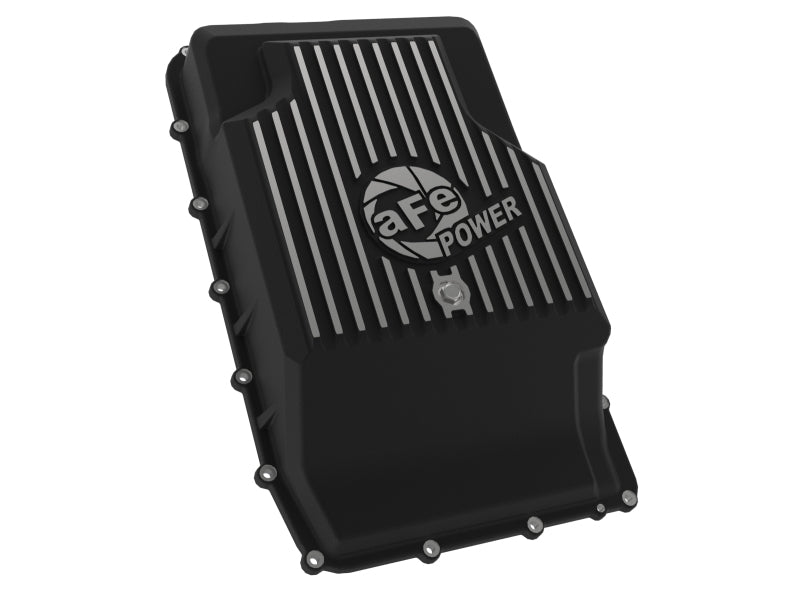 aFe 17-24 Ford F-150 10R60/10R80 Pro Series Rear Transmission Pan Black w/ Machined Fins - Blais Performance Parts