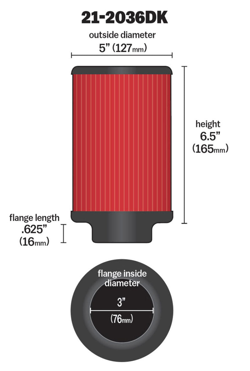 AEM Aif Filter, 3inFLG/ 5inOD/ 6-1/2inH Dry Flow - Blais Performance Parts