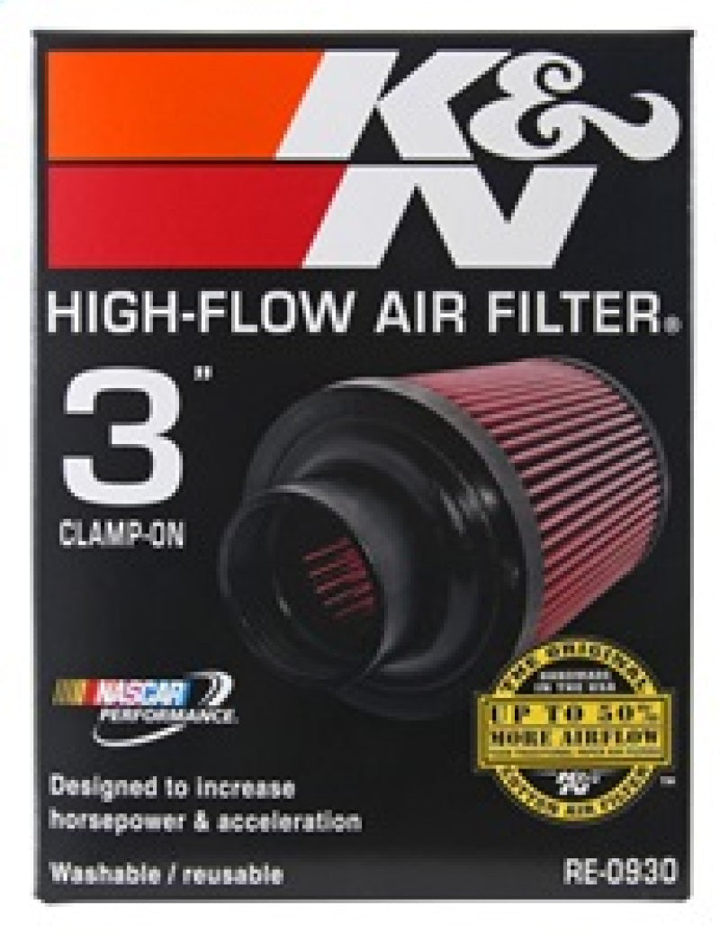 K&N Universal Rubber Filter - Round Tapered 6in Base OD x 3in Flange ID x 6in H - Blais Performance Parts