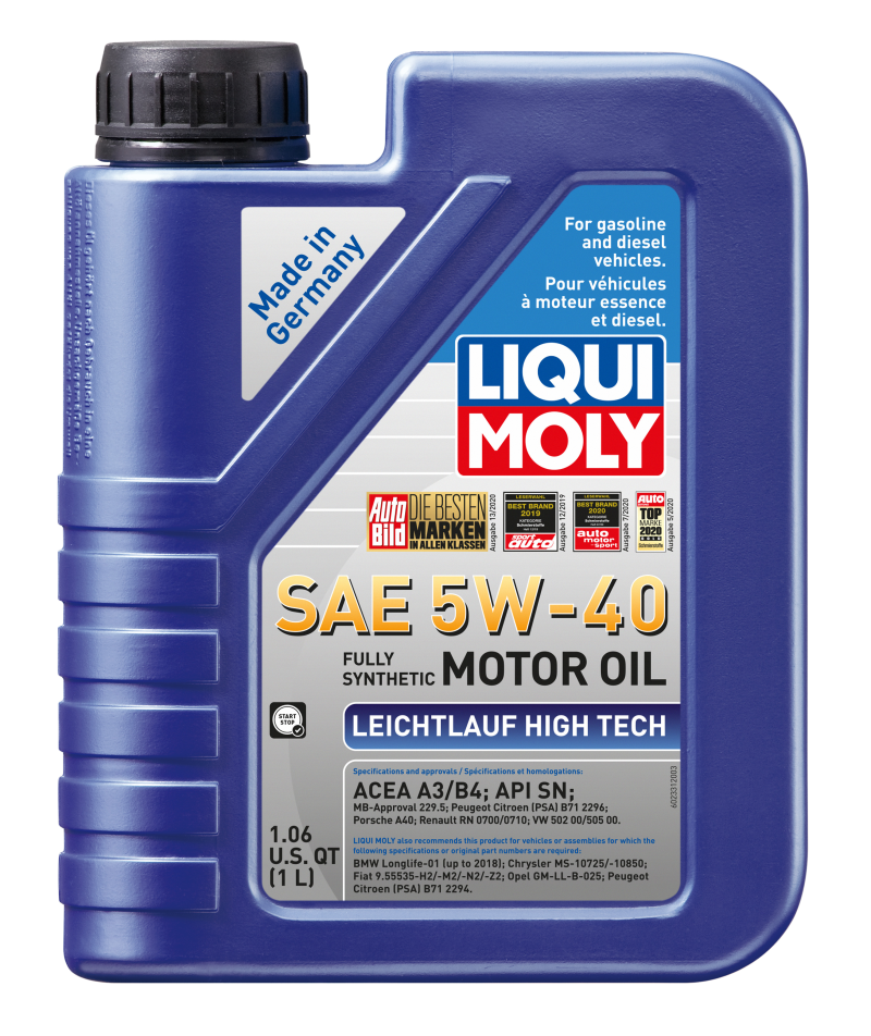 LIQUI MOLY 1L Leichtlauf (Low Friction) High Tech Motor Oil SAE 5W40 - Blais Performance Parts