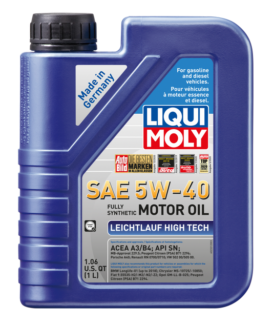 LIQUI MOLY 1L Leichtlauf (Low Friction) High Tech Motor Oil SAE 5W40 - Blais Performance Parts