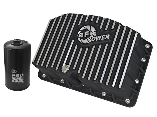 AFE Pro Series Engine Oil Pan Black w/Machined Fins; 11-16 Ford Powerstroke V8-6.7L (td) - Blais Performance Parts