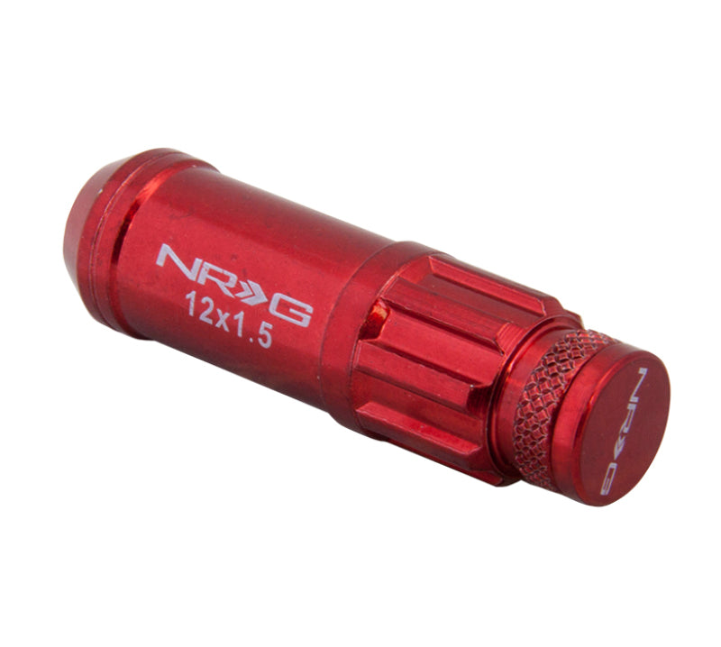 NRG 700 Series M12 X 1.5 Steel Lug Nut w/Dust Cap Cover Set 21 Pc w/Locks & Lock Socket - Red - Blais Performance Parts