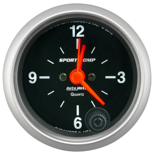 Autometer Sport-Comp 2-1/16in. 12 Hour Analog Clock Gauge - Blais Performance Parts