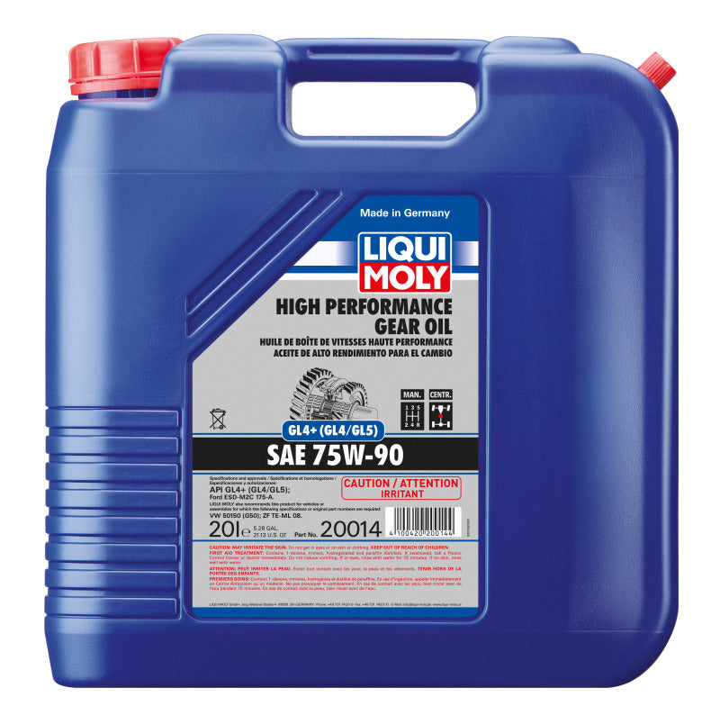 LIQUI MOLY 20L High Performance Gear Oil (GL4+) SAE 75W90 - Blais Performance Parts