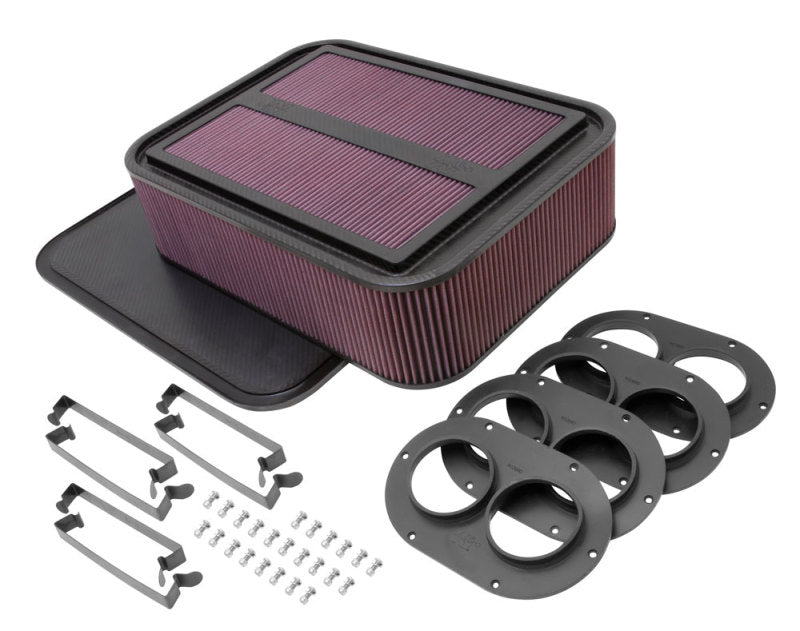 K&N Custom Racing Air Filter - Rectangular Carbon Fiber 4in Air Box w/ 2.75in Air Horn - Blais Performance Parts