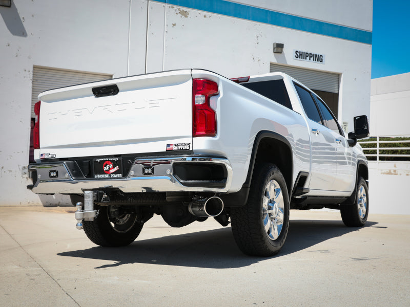 aFe Large Bore-HD 5 IN 409 SS DPF-Back Exhaust System w/Polished Tip 20-21 GM Truck V8-6.6L - Blais Performance Parts