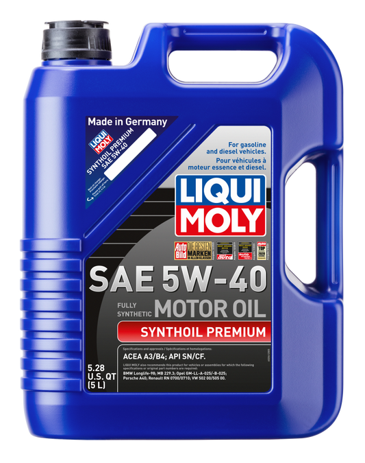 LIQUI MOLY 5L Synthoil Premium Motor Oil SAE 5W40 - Blais Performance Parts