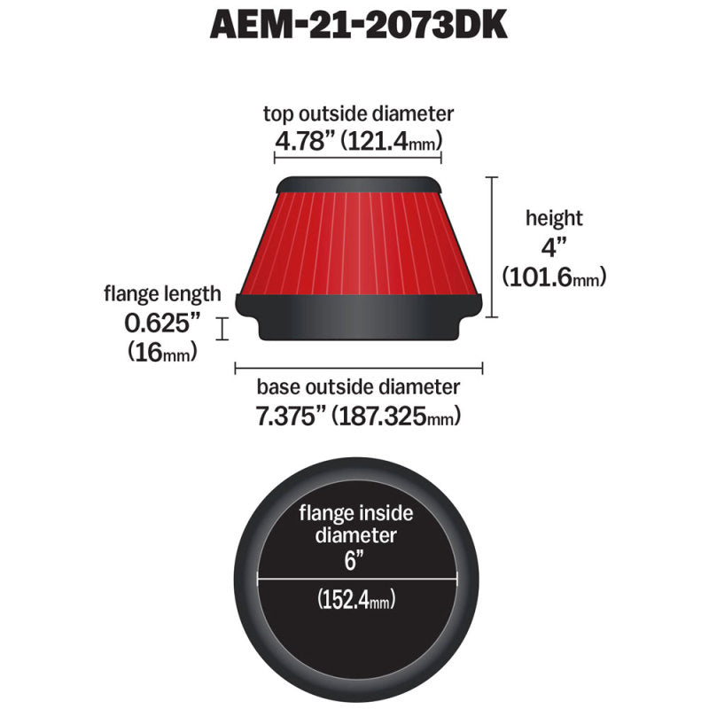 AEM 5 inch x 5 inch DryFlow Air Filter - Blais Performance Parts