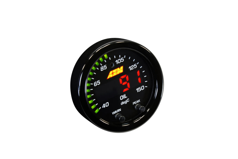 AEM X-Series Temperature 100-300F Gauge Kit (ONLY Black Bezel and Water Temp. Faceplate) - Blais Performance Parts