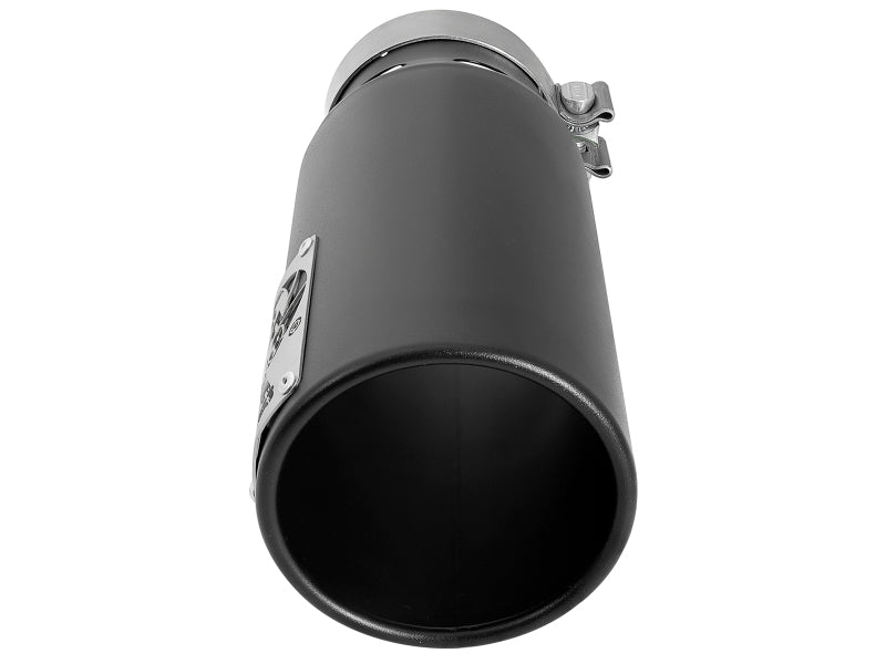 aFe SATURN 4S 4in SS Intercooled Exhaust Tip - Black 4in In x 5in Out x 12in L Bolt-On - Blais Performance Parts