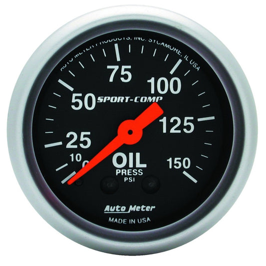 Autometer Sport Comp 52mm Mechanical 0-150 PSI Oil Pressure Gauge - Blais Performance Parts