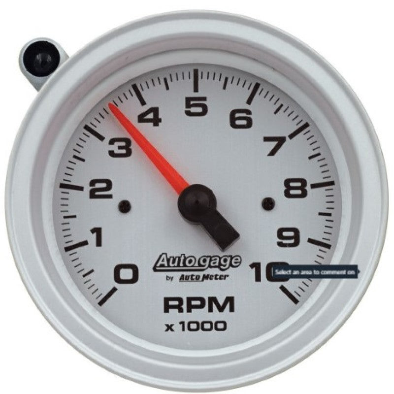 AutoMeter Tachometer Gauge 10K RPM 3 3/4in Pedestal w/Ext. Shift-Light - Silver Dial/Black Case - Blais Performance Parts