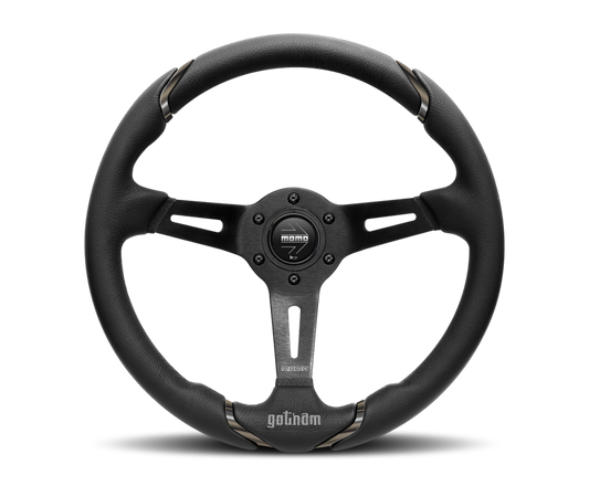 Momo Gotham Steering Wheel 350 mm - Black Leather/Black Spokes - Blais Performance Parts