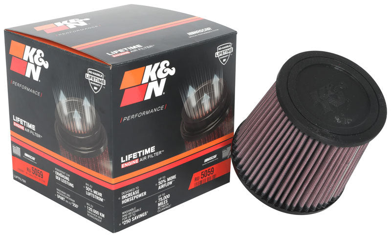 K&N Universal Air Filter 4in Flange / 5-3/8 in Base / 4-1/2in Top / 5in Height - Blais Performance Parts