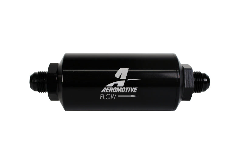 Aeromotive In-Line Filter - (AN -8 Male) 40 Micron Stainless Mesh Element Bright Dip Black Finish - Blais Performance Parts