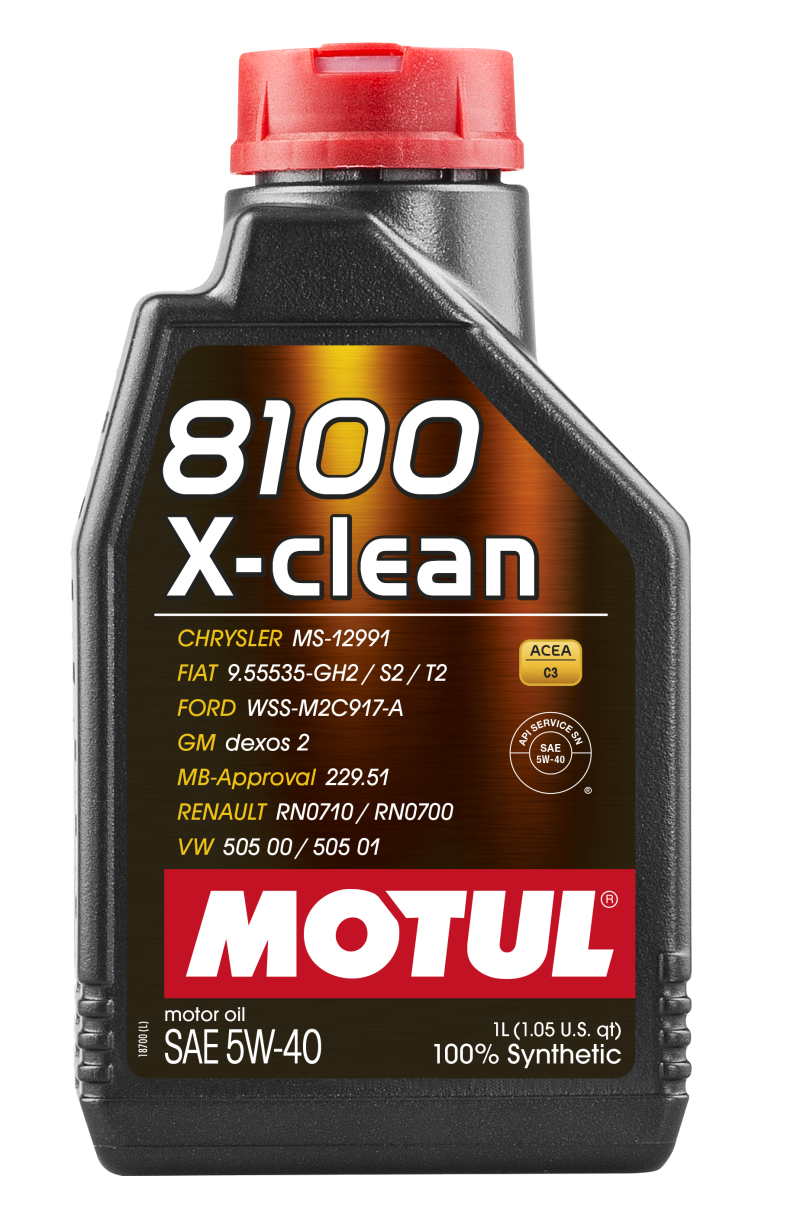 Motul 1L Synthetic Engine Oil 8100 5W40 X-CLEAN C3 -505 01-502 00-505 00-LL04 - Blais Performance Parts