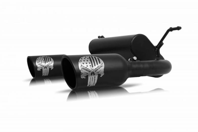 Gibson 18-22 Jeep Wrangler Sport 3.6L 2.5in Patriot Skull Series Cat-Back Dual Exhaust - Blk Ceramic - Blais Performance Parts