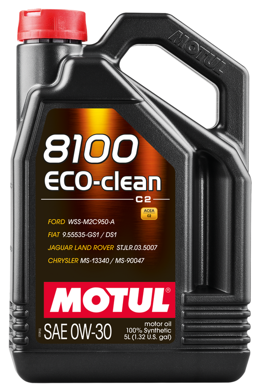 Motul 5L Synthetic Engine Oil 8100 0W30 4x5L ECO-CLEAN  ACEA C2 API SM ST.JLR 03.5007 - Blais Performance Parts