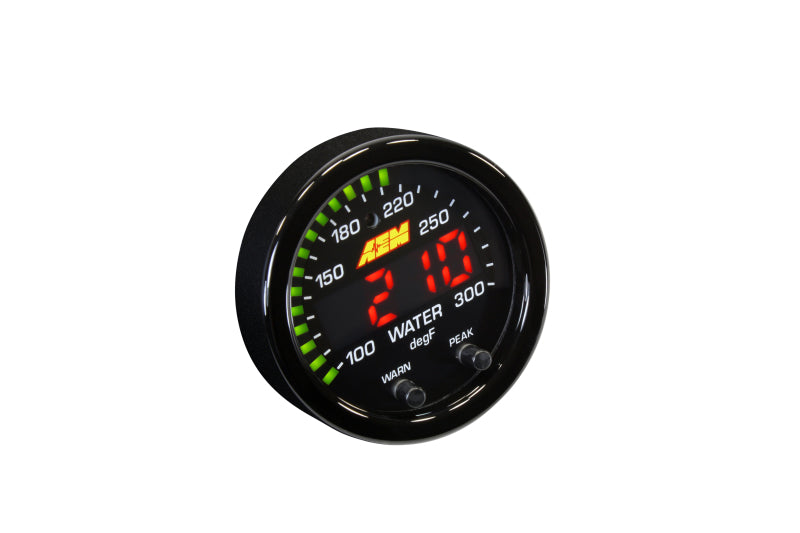 AEM X-Series Temperature 100-300F Gauge Kit (ONLY Black Bezel and Water Temp. Faceplate) - Blais Performance Parts