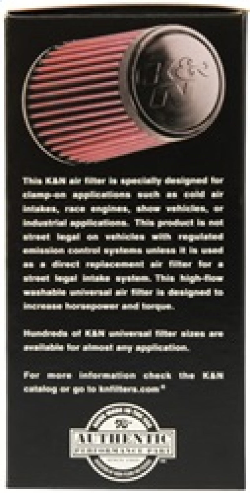 K&N Filter Universal Rubber Filter 3 1/2 inch Flange 4 5/8 inch Base 3 1/2 inch Top 7 inch Height - Blais Performance Parts