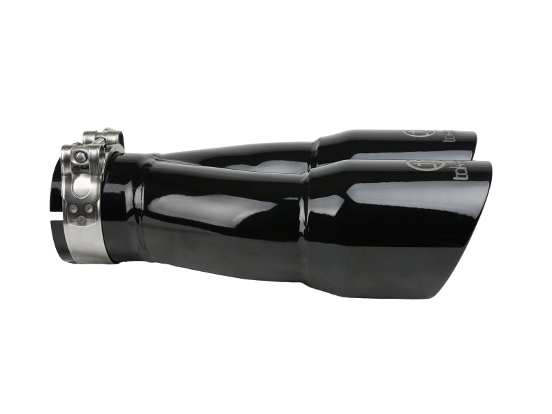 aFe Takeda 2.5in 304 Stainless Steel Clamp-on Exhaust Tip 2.5in Inlet 3in Dual Outlet - Black - Blais Performance Parts