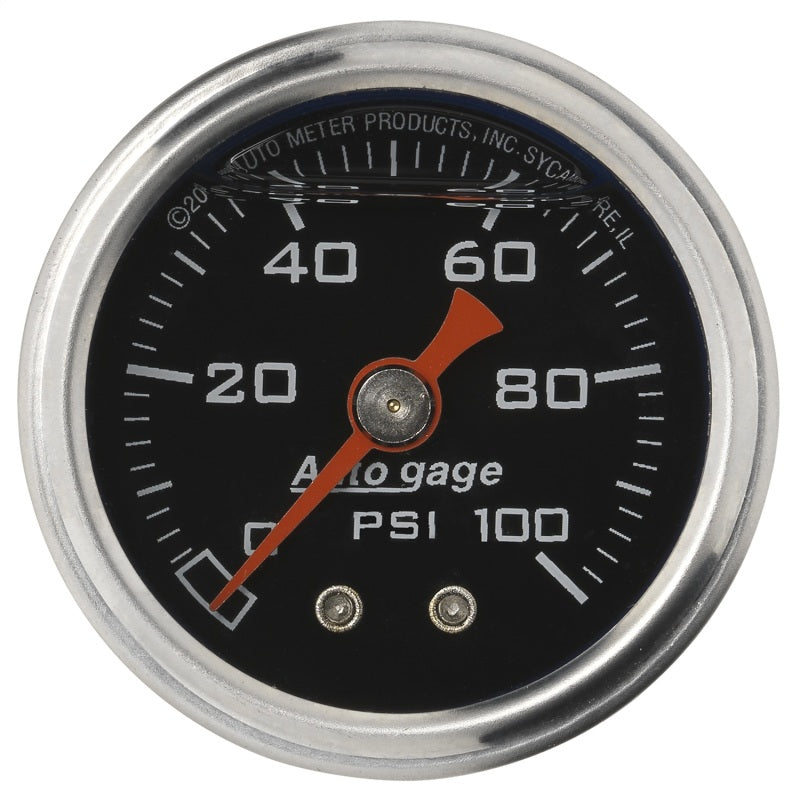 Autometer AutoGage 1.5in Liquid Filled Mechanical 0-100 PSI Fuel Pressure Gauge - Blais Performance Parts