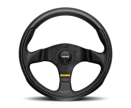 Momo Team Steering Wheel 300 mm - 4 Black Leather/Black Spokes - Blais Performance Parts