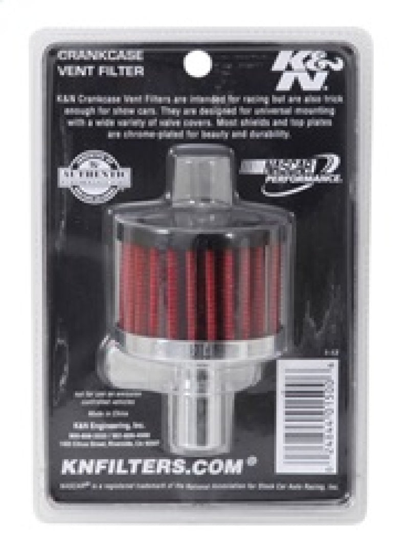 K&N Steel Base Crankcase Vent Filter .625in Vent OD x 2in OD x 1.5in Height - Blais Performance Parts